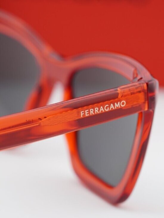 Salvatore Ferragamo SF2039SE 616 Cat Eye Sunglasses - Red / Grey